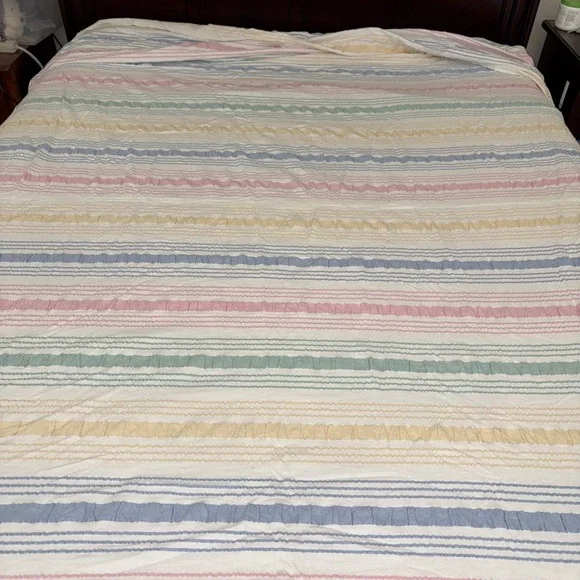 VTG 1960-1980 Seersucker thick Cotton KINGbed Cover 120X90 coverlets large
